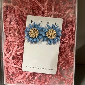 Buru petite raffia flower earrings